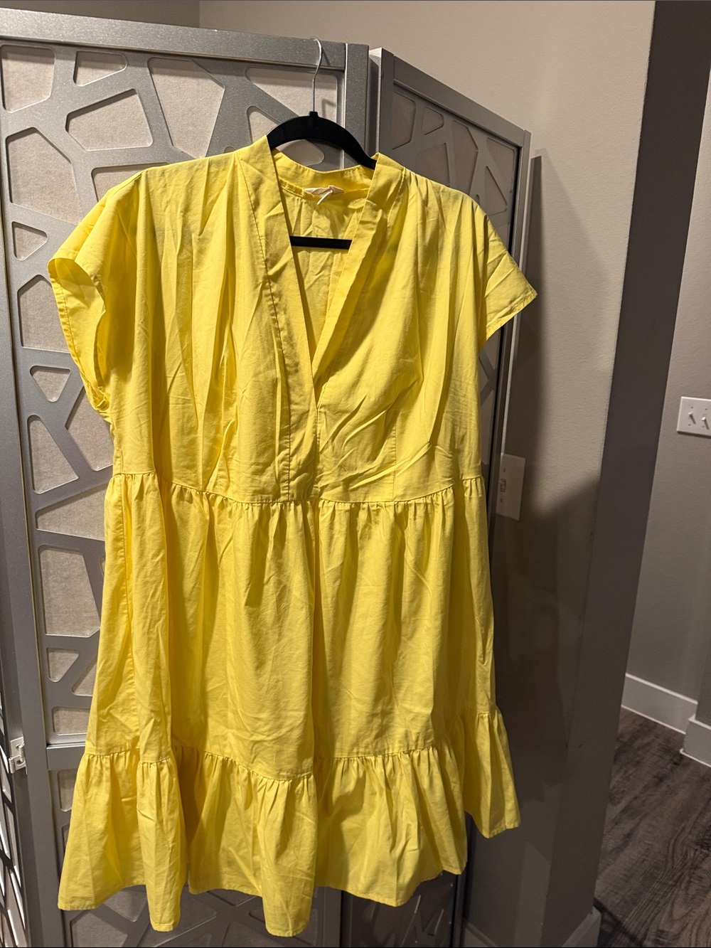 V-Neck Tiered Mini Dress in Sunny Yellow